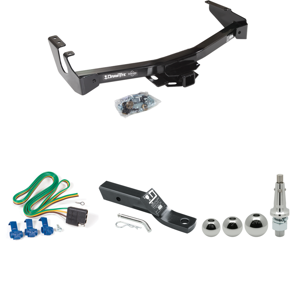 Fits 1995-1998 Dodge B3500 Trailer Hitch Tow PKG w/ 4-Flat Wiring + Ball Mount w/ 2" Drop + Interchangeable Ball 1-7/8" & 2" & 2-5/16" (Excludes: w/Factory Step Bumper Models) By Draw-Tite