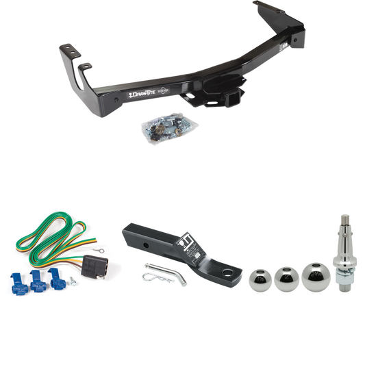 Fits 1995-1998 Dodge B3500 Trailer Hitch Tow PKG w/ 4-Flat Wiring + Ball Mount w/ 2" Drop + Interchangeable Ball 1-7/8" & 2" & 2-5/16" (Excludes: w/Factory Step Bumper Models) By Draw-Tite