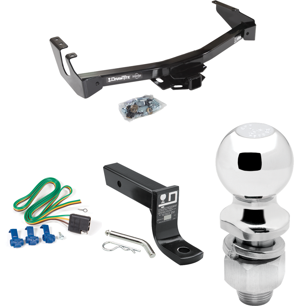 Fits 1994-1994 Dodge B350 Trailer Hitch Tow PKG w/ 4-Flat Wiring + Ball Mount w/ 4" Drop + 2" Ball (Excludes: w/Factory Step Bumper Models) By Draw-Tite