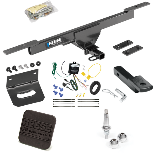 Fits 2016-2019 Volkswagen Passat Trailer Hitch Tow PKG w/ 4-Flat Wiring Harness + Draw-Bar + Interchangeable 1-7/8" & 2" Balls + Wiring Bracket + Hitch Cover (For SE & SEL Only Models) By Reese Towpower