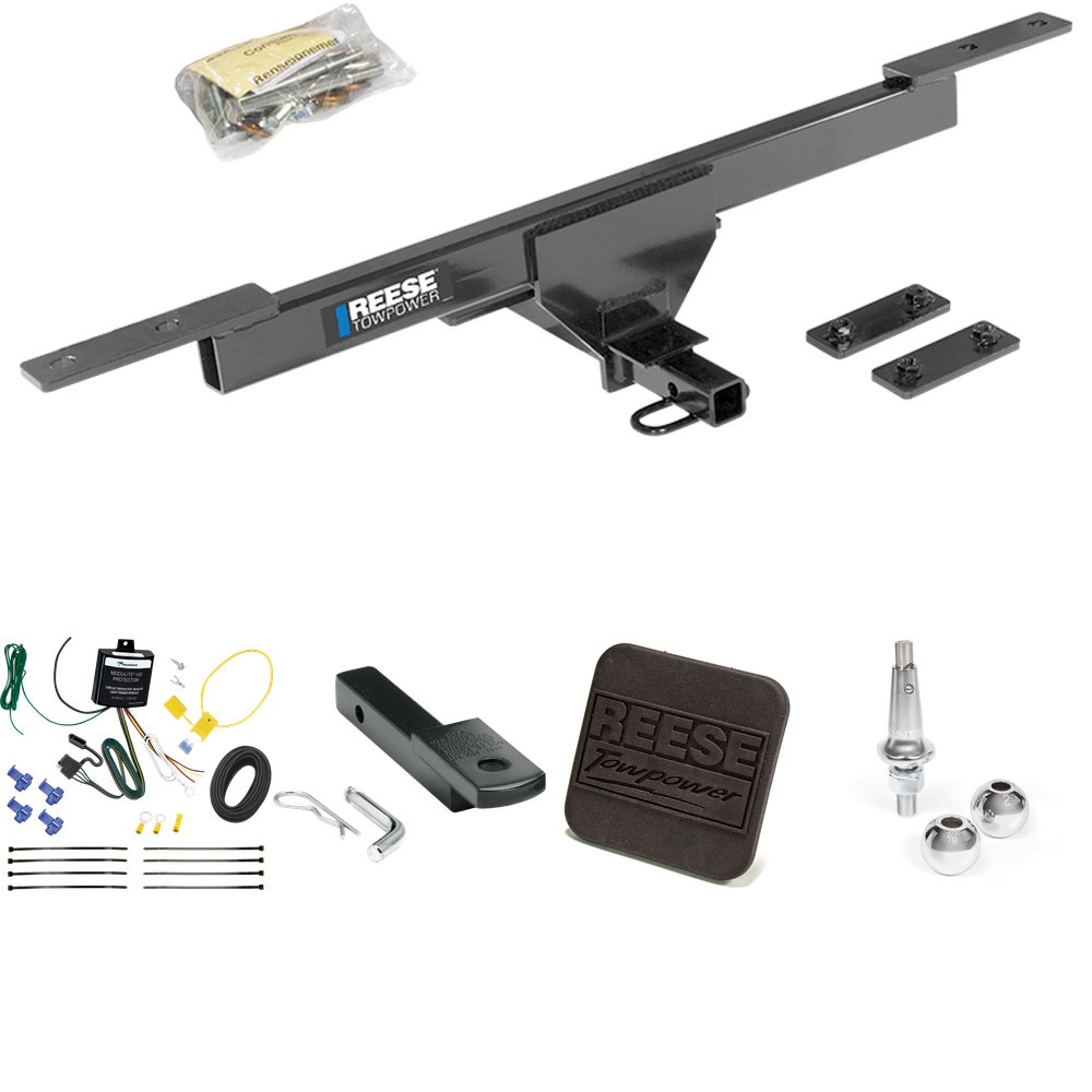 Fits 2016-2019 Volkswagen Passat Trailer Hitch Tow PKG w/ 4-Flat Wiring Harness + Draw-Bar + Interchangeable 1-7/8" & 2" Balls + Hitch Cover (For SE & SEL Only Models) By Reese Towpower