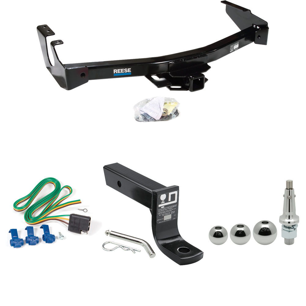 Fits 1999-2000 Dodge Ram 2500 Van Trailer Hitch Tow PKG w/ 4-Flat Wiring + Ball Mount w/ 4" Drop + Interchangeable Ball 1-7/8" & 2" & 2-5/16" (Excludes: w/Factory Step Bumper Models) By Reese Towpower