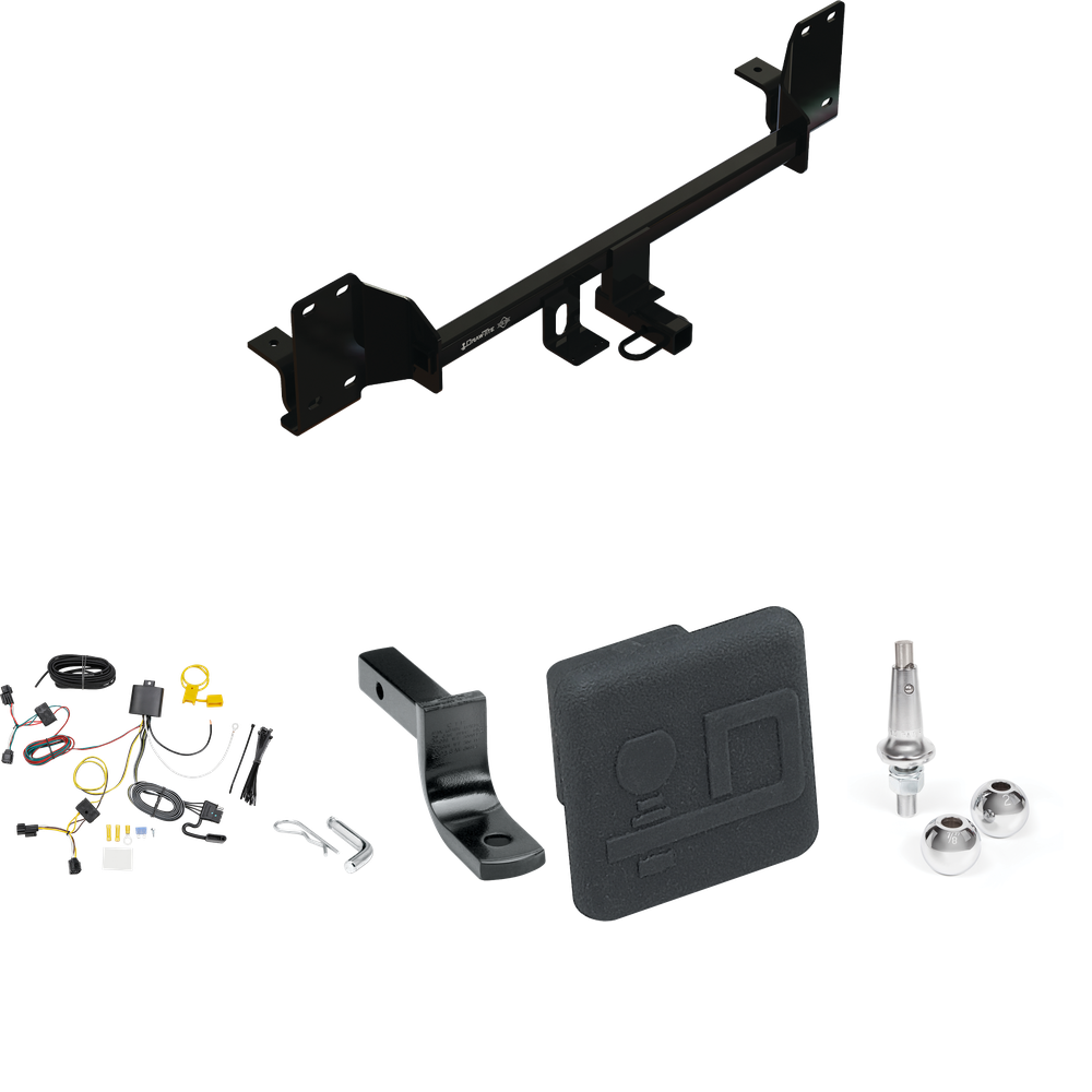 Fits 2023-2023 Honda Accord Trailer Hitch Tow PKG w/ 4-Flat Wiring Harness + Draw-Bar + Interchangeable 1-7/8" & 2" Balls + Hitch Cover By Draw-Tite
