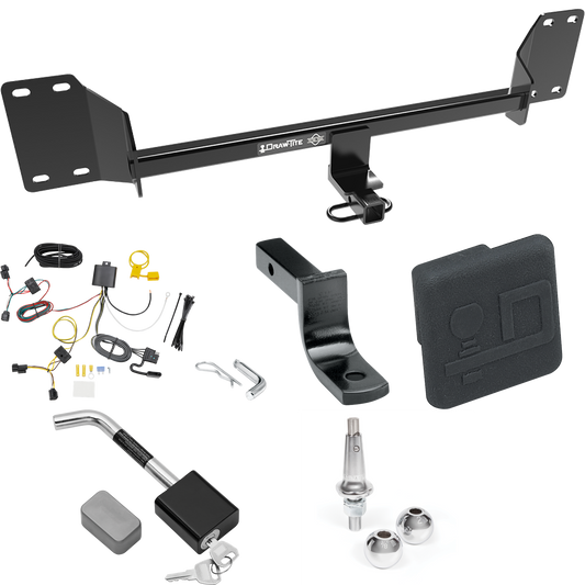 Fits 2018-2022 Honda Accord Trailer Hitch Tow PKG w/ 4-Flat Wiring Harness + Draw-Bar + Interchangeable 1-7/8" & 2" Balls + Hitch Cover + Hitch Lock By Draw-Tite