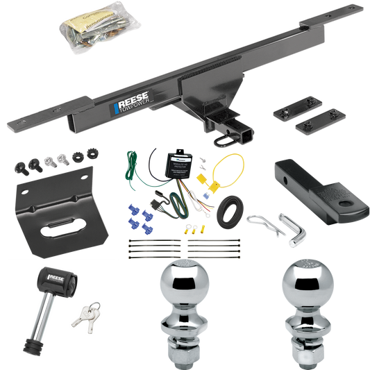 Se adapta al paquete de enganche de remolque Volkswagen Passat 2016-2019 con arnés de cableado plano de 4 + barra de tracción + bola de 1-7/8" + bola de 2" + soporte de cableado + bloqueo de enganche (solo para modelos SE y SEL) de Reese Towpower