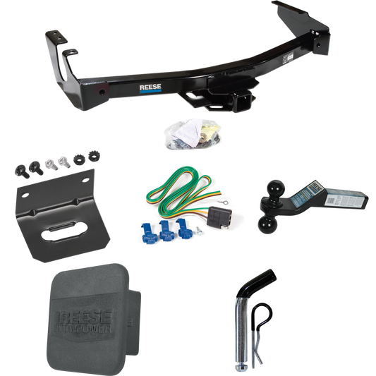 Fits 1999-2000 Dodge Ram 2500 Van Trailer Hitch Tow PKG w/ 4-Flat Wiring + Dual Ball Ball Mount 2" & 2-5/16" Trailer Balls + Pin/Clip + Wiring Bracket + Hitch Cover (Excludes: w/Factory Step Bumper Models) By Reese Towpower