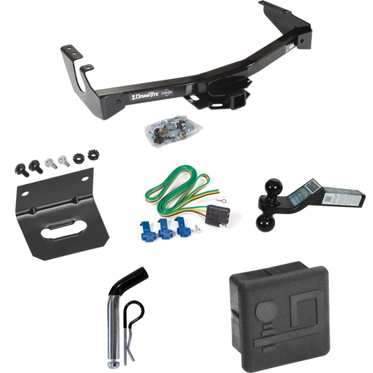 Fits 1994-1994 Dodge B150 Trailer Hitch Tow PKG w/ 4-Flat Wiring + Dual Ball Ball Mount 2" & 2-5/16" Trailer Balls + Pin/Clip + Wiring Bracket + Hitch Cover (Excludes: w/Factory Step Bumper Models) By Draw-Tite