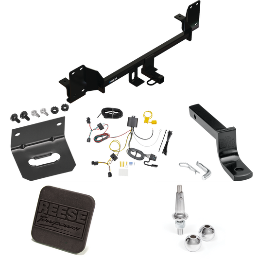 Fits 2023-2023 Honda Accord Trailer Hitch Tow PKG w/ 4-Flat Wiring Harness + Draw-Bar + Interchangeable 1-7/8" & 2" Balls + Wiring Bracket + Hitch Cover By Reese Towpower