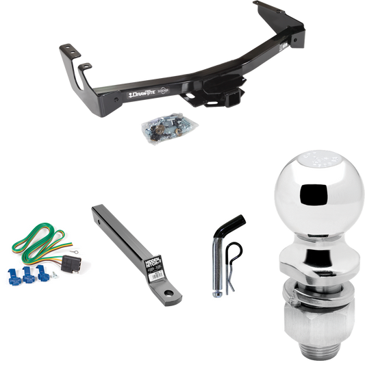 Fits 1999-2000 Dodge Ram 3500 Van Trailer Hitch Tow PKG w/ 4-Flat Wiring + Extended 16" Long Ball Mount w/ 2" Drop + Pin/Clip + 2" Ball (Excludes: w/Factory Step Bumper Models) By Draw-Tite