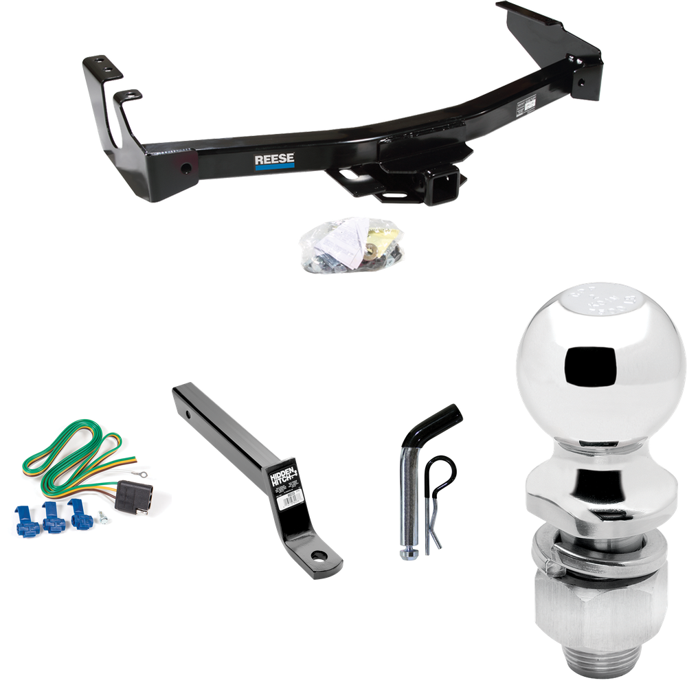 Fits 1994-1994 Dodge B150 Trailer Hitch Tow PKG w/ 4-Flat Wiring + Extended 16" Long Ball Mount w/ 4" Drop + Pin/Clip + 2" Ball (Excludes: w/Factory Step Bumper Models) By Reese Towpower