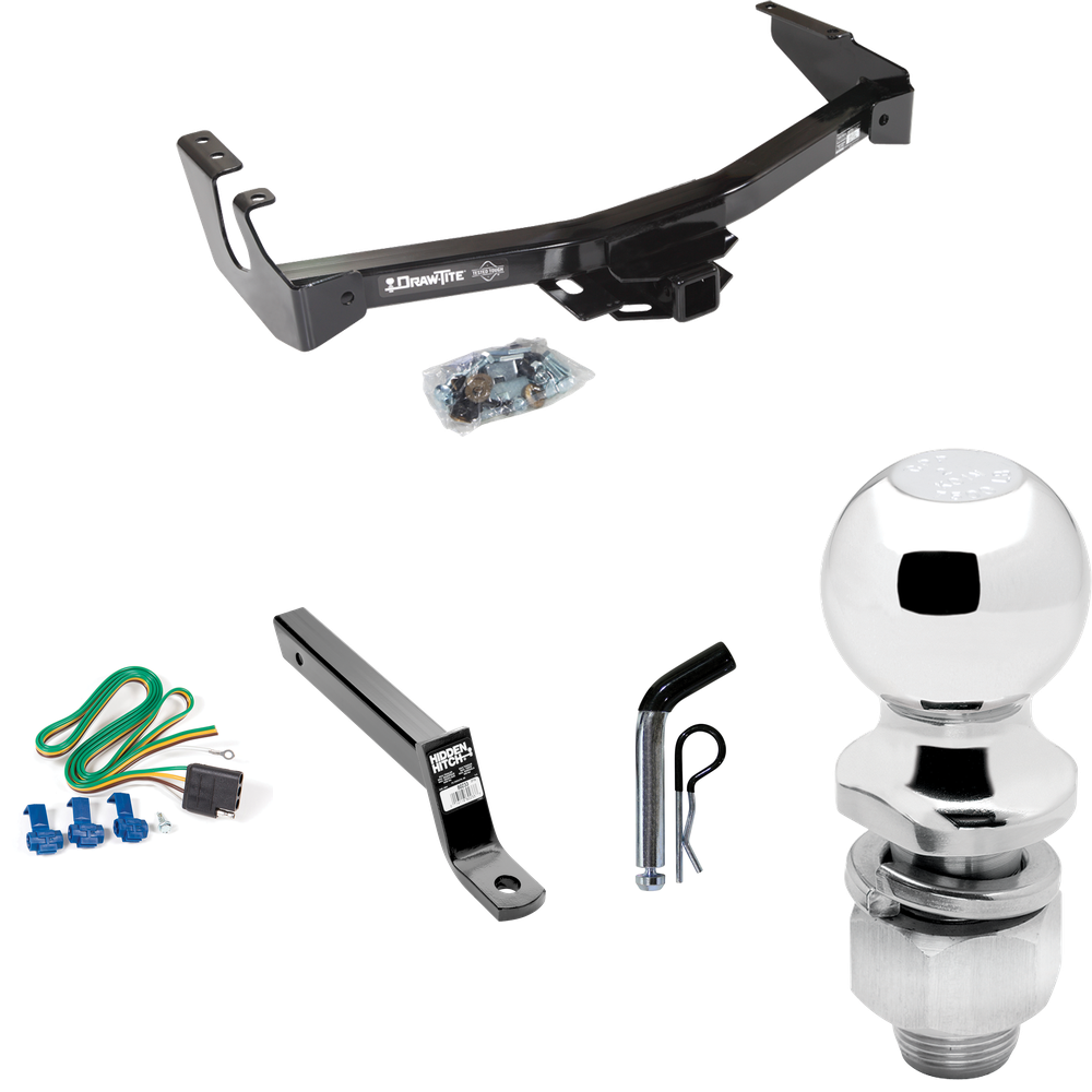 Fits 1994-1994 Dodge B350 Trailer Hitch Tow PKG w/ 4-Flat Wiring + Extended 16" Long Ball Mount w/ 4" Drop + Pin/Clip + 2" Ball (Excludes: w/Factory Step Bumper Models) By Draw-Tite