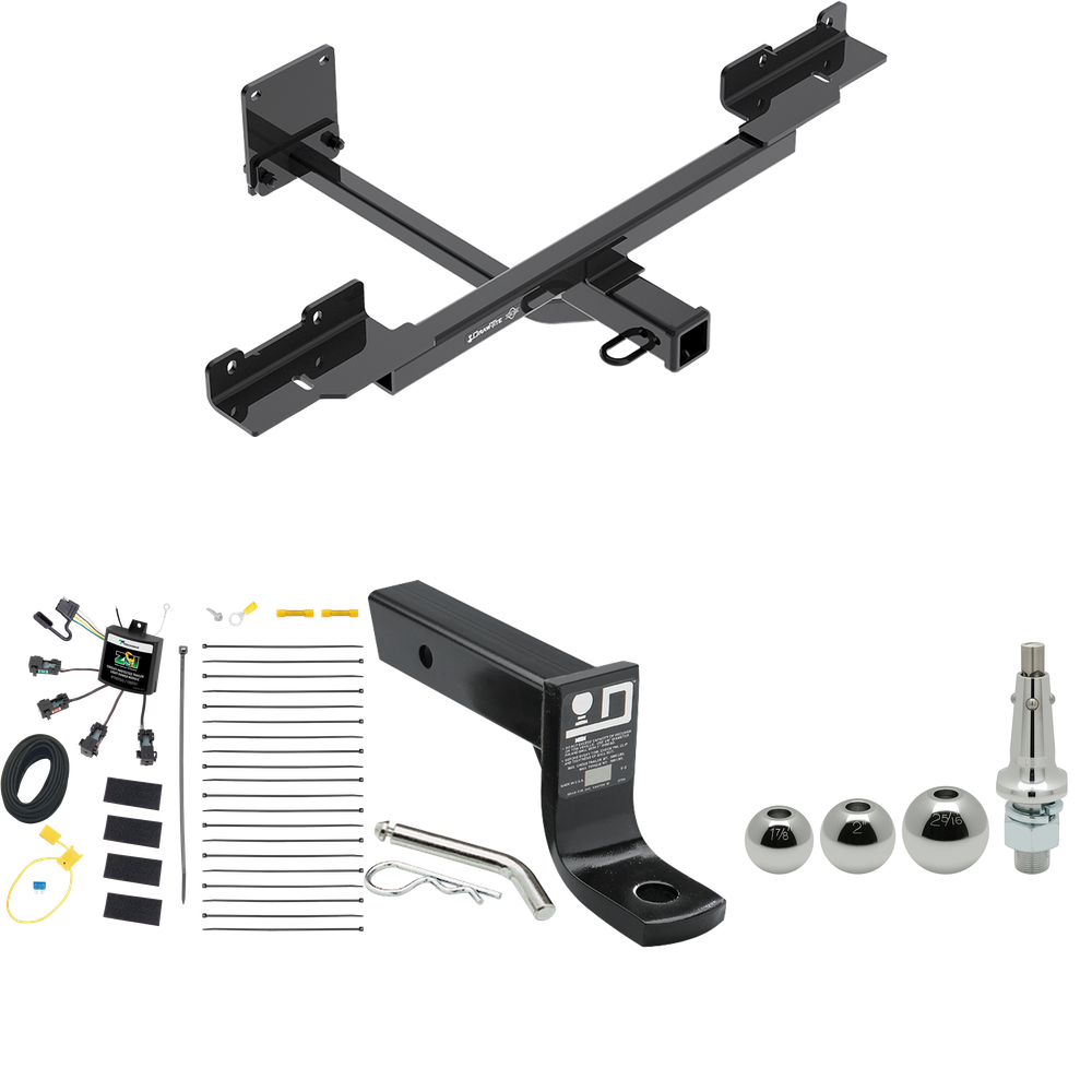 Fits 2016-2019 Mercedes-Benz GLE350 Trailer Hitch Tow PKG w/ 4-Flat Zero Contact "No Splice" Wiring + Ball Mount w/ 4" Drop + Interchangeable Ball 1-7/8" & 2" & 2-5/16" (Excludes: w/Active Curve System Models) By Draw-Tite