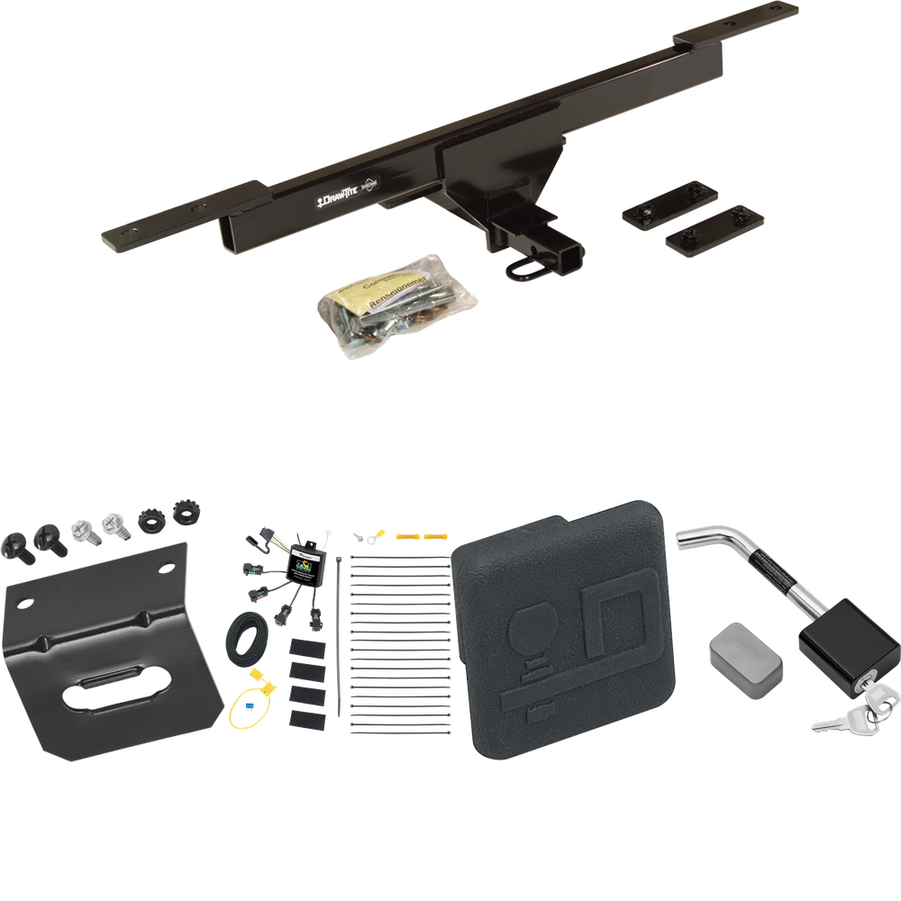 Fits 2016-2022 Volkswagen Passat Trailer Hitch Tow PKG w/ 4-Flat Zero Contact "No Splice" Wiring Harness + Hitch Cover + Hitch Lock (Excludes: SE & SEL Models) By Draw-Tite