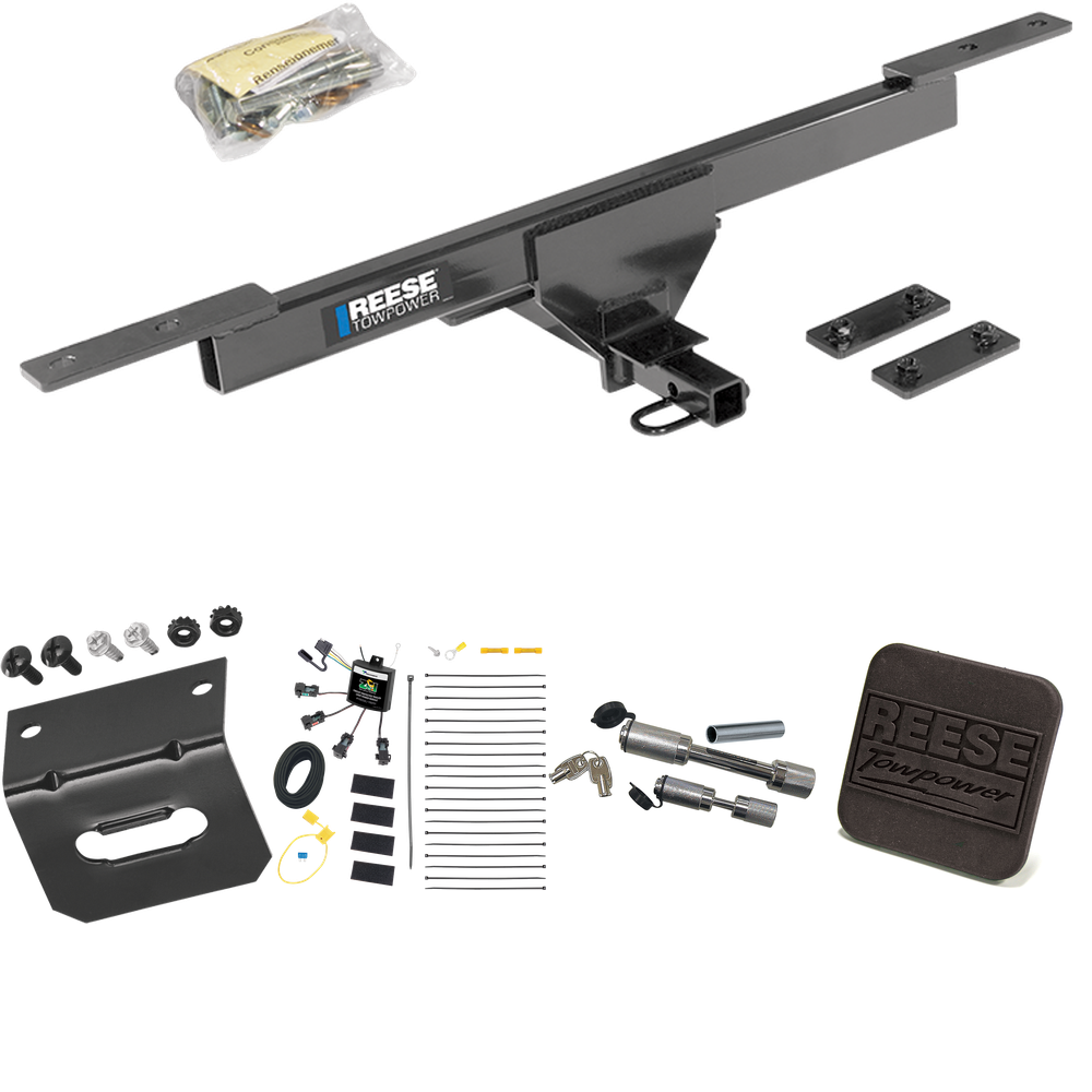 Se adapta al paquete de enganche de remolque Volkswagen Passat 2016-2019 con arnés de cableado de 4 contactos planos "sin empalme" + cubierta de enganche + enganche doble y cerraduras de acoplador (solo para modelos SE y SEL) de Reese Towpower