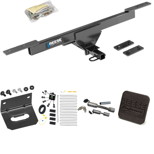 Se adapta al paquete de enganche de remolque Volkswagen Passat 2016-2019 con arnés de cableado de 4 contactos planos "sin empalme" + cubierta de enganche + enganche doble y cerraduras de acoplador (solo para modelos SE y SEL) de Reese Towpower