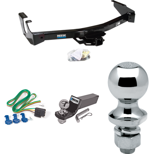 Fits 1999-2000 Dodge Ram 1500 Van Trailer Hitch Tow PKG w/ 4-Flat Wiring + Starter Kit Ball Mount w/ 2" Drop & 2" Ball + 1-7/8" Ball (Excludes: w/Factory Step Bumper Models) By Reese Towpower