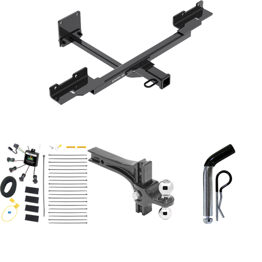 Fits 2016-2019 Mercedes-Benz GLE350 Trailer Hitch Tow PKG w/ 4-Flat Zero Contact "No Splice" Wiring + Dual Adjustable Drop Rise Ball Ball Mount 2" & 2-5/16" Trailer Balls + Pin/Clip (Excludes: w/Active Curve System Models) By Draw-Tite