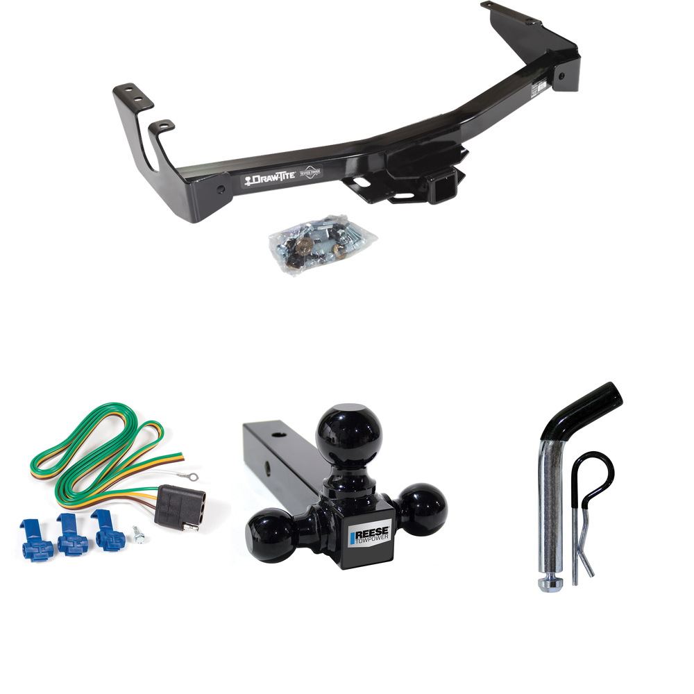 Fits 1994-1994 Dodge B350 Trailer Hitch Tow PKG w/ 4-Flat Wiring + Triple Ball Ball Mount 1-7/8" & 2" & 2-5/16" Trailer Balls + Pin/Clip (Excludes: w/Factory Step Bumper Models) By Draw-Tite