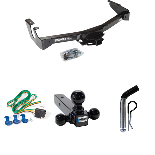 Fits 1994-1994 Dodge B350 Trailer Hitch Tow PKG w/ 4-Flat Wiring + Triple Ball Ball Mount 1-7/8" & 2" & 2-5/16" Trailer Balls + Pin/Clip (Excludes: w/Factory Step Bumper Models) By Draw-Tite