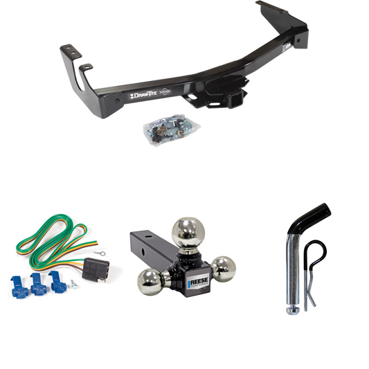 Fits 1995-1998 Dodge B3500 Trailer Hitch Tow PKG w/ 4-Flat Wiring + Triple Ball Ball Mount 1-7/8" & 2" & 2-5/16" Trailer Balls + Pin/Clip (Excludes: w/Factory Step Bumper Models) By Draw-Tite