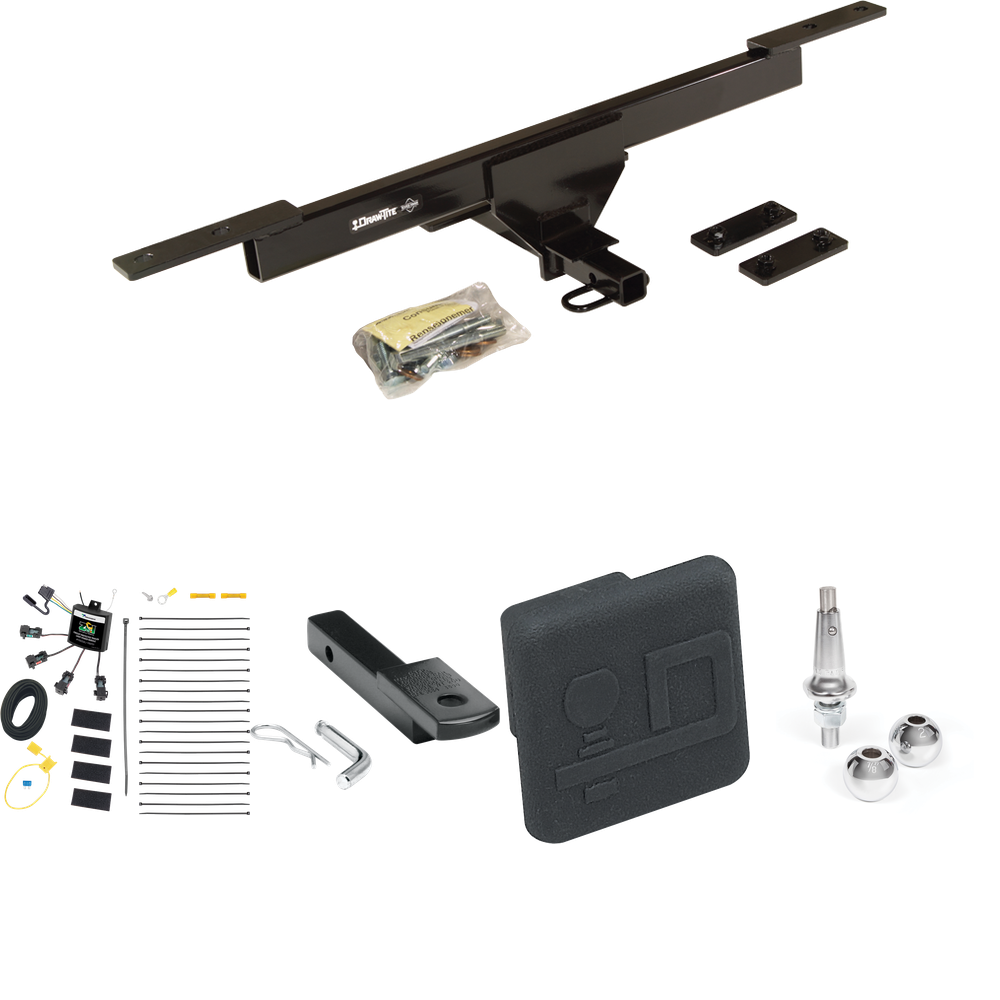 Fits 2016-2019 Volkswagen Passat Trailer Hitch Tow PKG w/ 4-Flat Zero Contact "No Splice" Wiring Harness + Draw-Bar + Interchangeable 1-7/8" & 2" Balls + Hitch Cover (For SE & SEL Only Models) By Draw-Tite