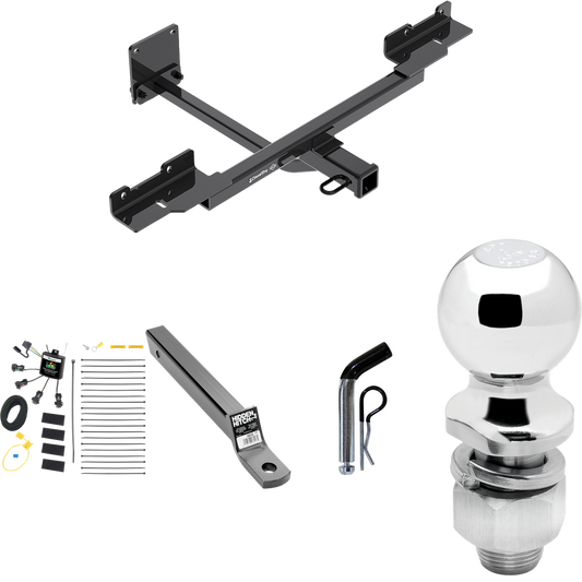 Fits 2012-2015 Mercedes-Benz ML350 Trailer Hitch Tow PKG w/ 4-Flat Zero Contact "No Splice" Wiring + Extended 16" Long Ball Mount w/ 2" Drop + Pin/Clip + 2" Ball (Excludes: w/Active Curve System Models) By Draw-Tite