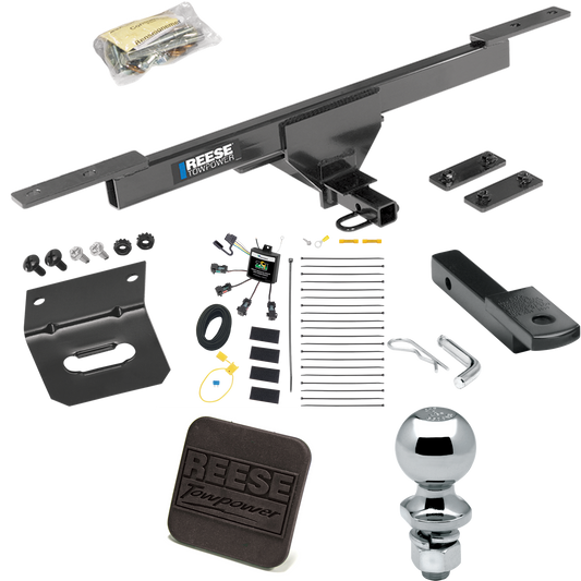 Fits 2016-2022 Volkswagen Passat Trailer Hitch Tow PKG w/ 4-Flat Zero Contact "No Splice" Wiring Harness + Draw-Bar + 2" Ball + Wiring Bracket + Hitch Cover (Excludes: SE & SEL Models) By Reese Towpower