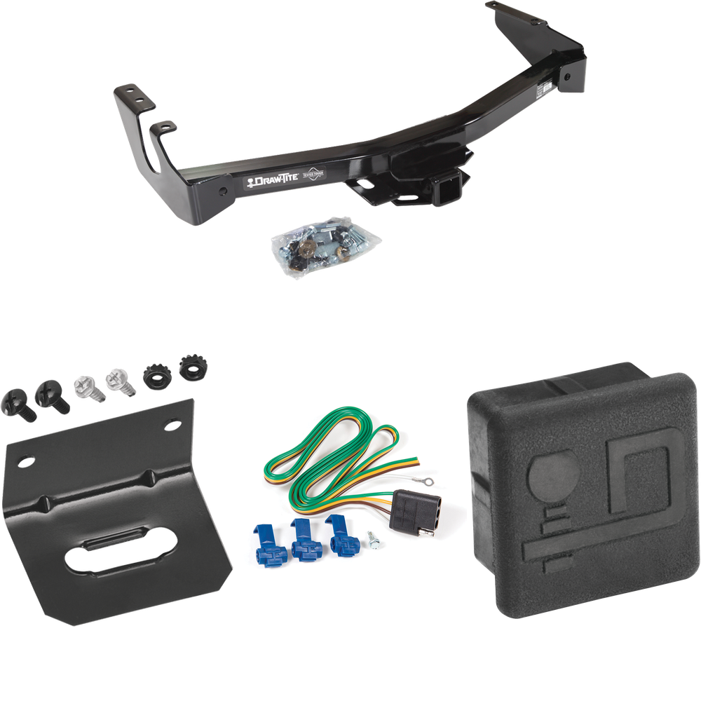 Se adapta al paquete de enganche de remolque Dodge Ram 1500 Van 1999-2000 con arnés de cableado plano de 4 + soporte de cableado + cubierta de enganche (excluye: con modelos de parachoques escalonado de fábrica) de Draw-Tite