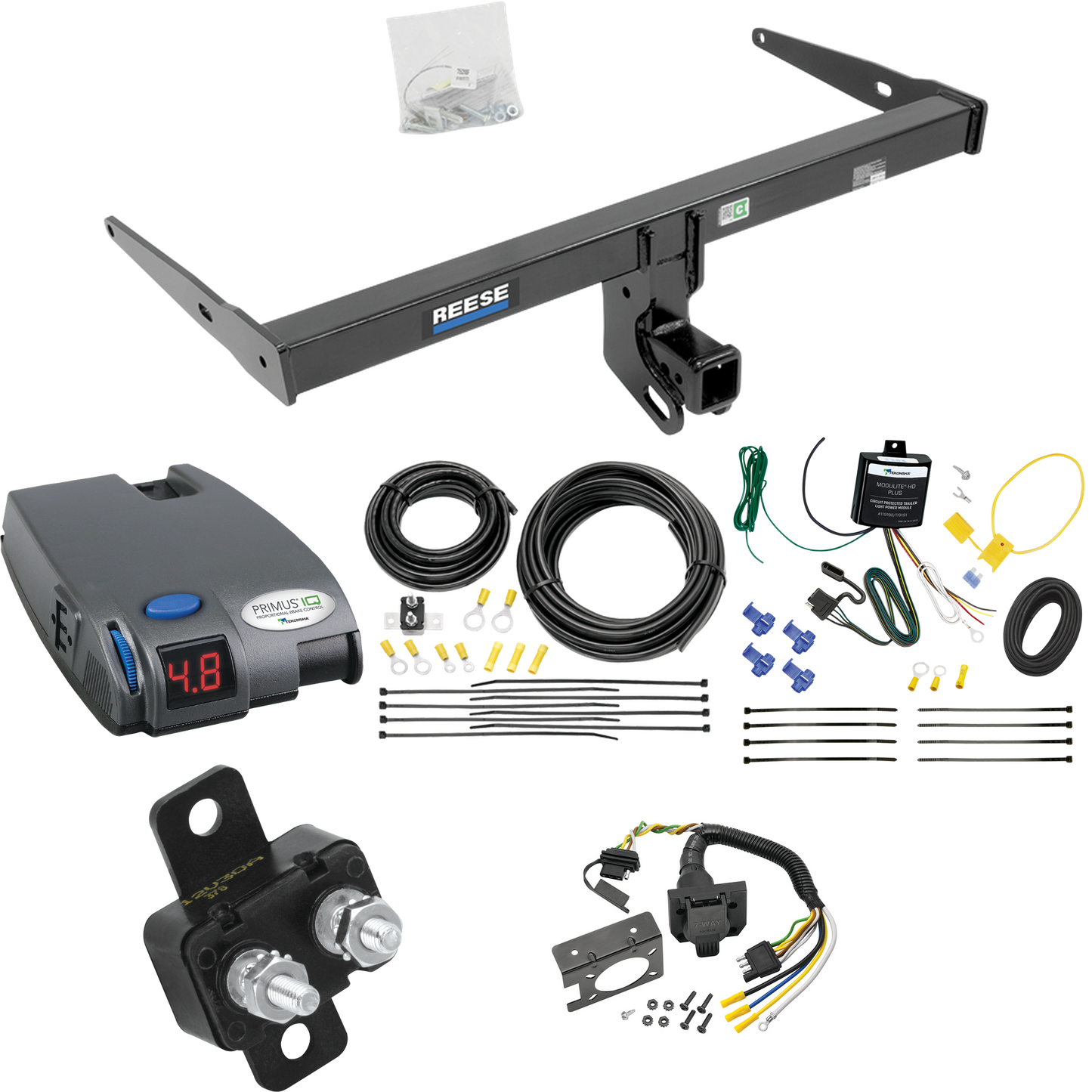 Fits 2013-2018 Audi Q3 Trailer Hitch Tow PKG w/ Tekonsha Primus IQ Brake Control + 7-Way RV Wiring By Reese Towpower