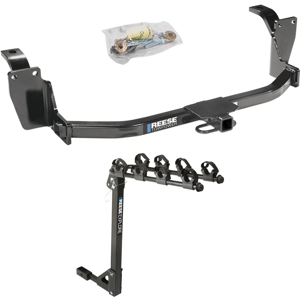 Fits 2010-2011 Honda Accord Crosstour Trailer Hitch Tow PKG w/ 4 Bike Carrier Rack By Reese Towpower