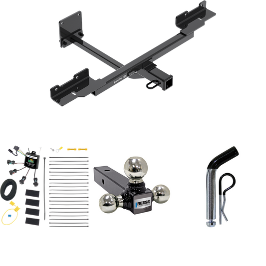 Fits 2016-2019 Mercedes-Benz GLE350 Trailer Hitch Tow PKG w/ 4-Flat Zero Contact "No Splice" Wiring + Triple Ball Ball Mount 1-7/8" & 2" & 2-5/16" Trailer Balls + Pin/Clip (Excludes: w/Active Curve System Models) By Draw-Tite