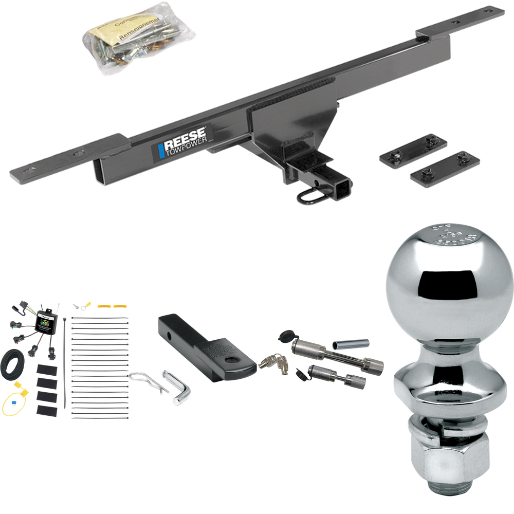 Fits 2017-2019 Volkswagen Passat Trailer Hitch Tow PKG w/ 4-Flat Zero Contact "No Splice" Wiring Harness + Draw-Bar + 2" Ball + Dual Hitch & Coupler Locks By Reese Towpower