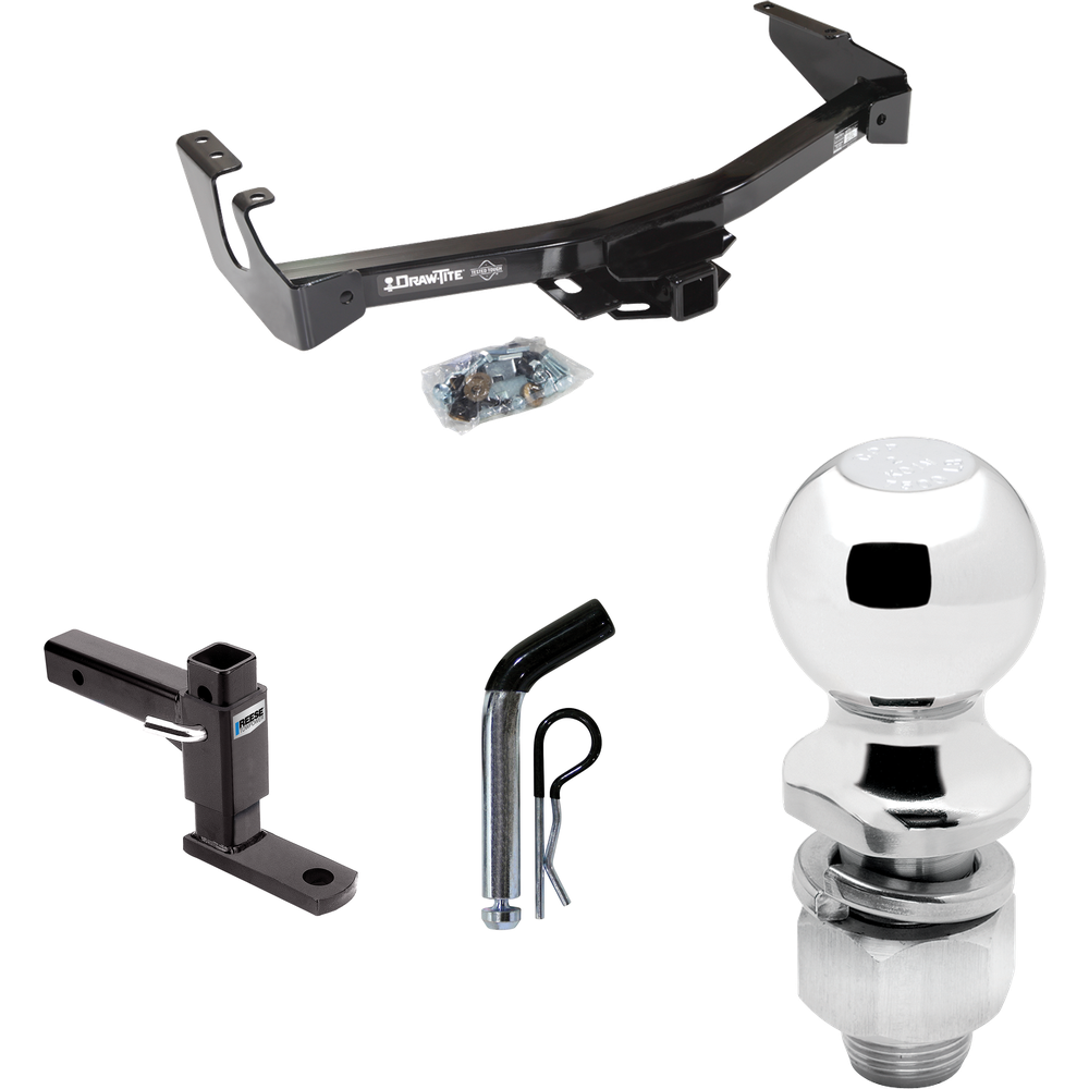 Fits 1994-1994 Dodge B150 Trailer Hitch Tow PKG w/ Adjustable Drop Rise Ball Mount + Pin/Clip + 2" Ball (Excludes: w/Factory Step Bumper Models) By Draw-Tite