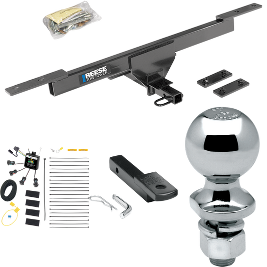 Fits 2017-2019 Volkswagen Passat Trailer Hitch Tow PKG w/ 4-Flat Zero Contact "No Splice" Wiring Harness + Draw-Bar + 2" Ball By Reese Towpower