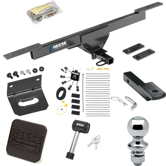 Fits 2016-2022 Volkswagen Passat Trailer Hitch Tow PKG w/ 4-Flat Zero Contact "No Splice" Wiring Harness + Draw-Bar + 1-7/8" Ball + Wiring Bracket + Hitch Cover + Hitch Lock (Excludes: SE & SEL Models) By Reese Towpower