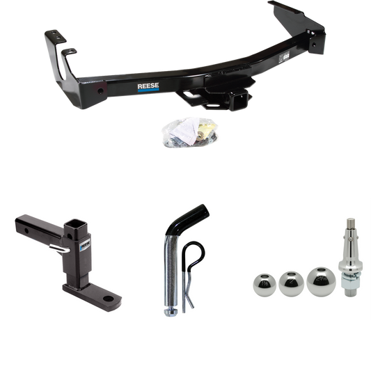 Fits 1999-2003 Dodge Ram 3500 Van Trailer Hitch Tow PKG w/ Adjustable Drop Rise Ball Mount + Pin/Clip + Inerchangeable 1-7/8" & 2" & 2-5/16" Balls (Excludes: w/Factory Step Bumper Models) By Reese Towpower