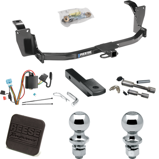 Se adapta al paquete de enganche de remolque Honda Crosstour 2012-2012 con arnés de cableado de 4 planos + barra de tracción + bola de 1-7/8" + bola de 2" + cubierta de enganche + enganche doble y cerraduras de acoplador de Reese Towpower