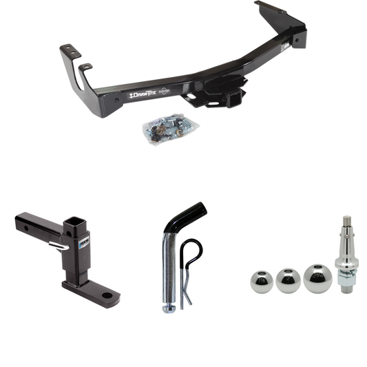 Fits 1999-2003 Dodge Ram 3500 Van Trailer Hitch Tow PKG w/ Adjustable Drop Rise Ball Mount + Pin/Clip + Inerchangeable 1-7/8" & 2" & 2-5/16" Balls (Excludes: w/Factory Step Bumper Models) By Draw-Tite