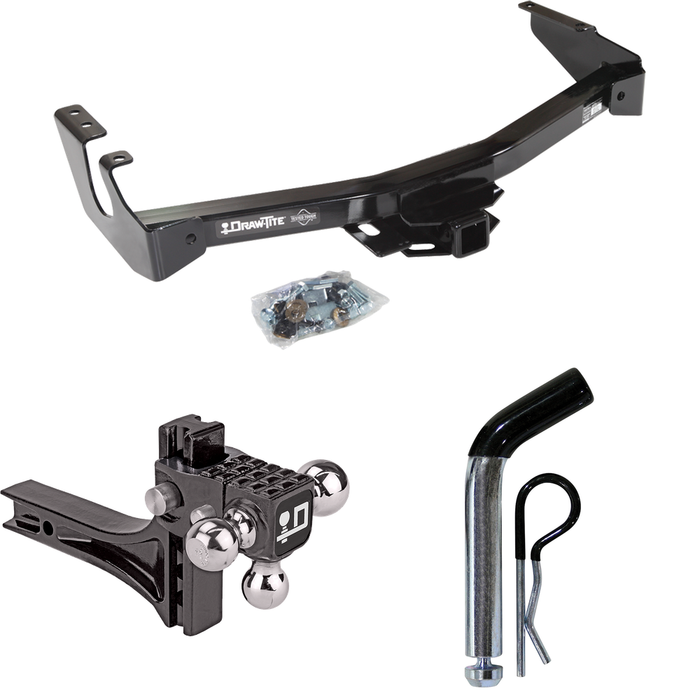 Fits 1994-1994 Dodge B350 Trailer Hitch Tow PKG w/ Adjustable Drop Rise Triple Ball Ball Mount 1-7/8" & 2" & 2-5/16" Trailer Balls + Pin/Clip (Excludes: w/Factory Step Bumper Models) By Draw-Tite