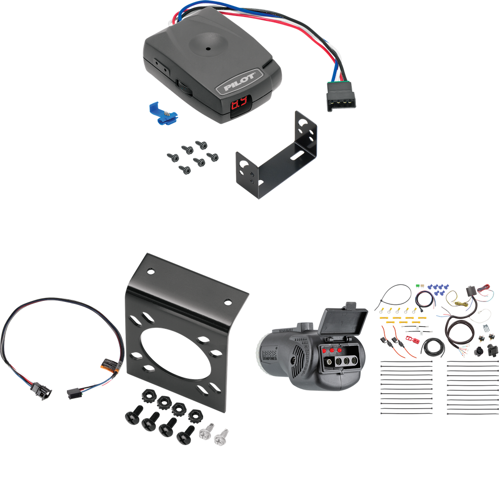 Fits 2011-2018 Porsche Cayenne 7-Way RV Wiring + Pro Series Pilot Brake Control + Plug & Play BC Adapter + 2 in 1 Tester & 7-Way to 4-Way Adapter By Tekonsha