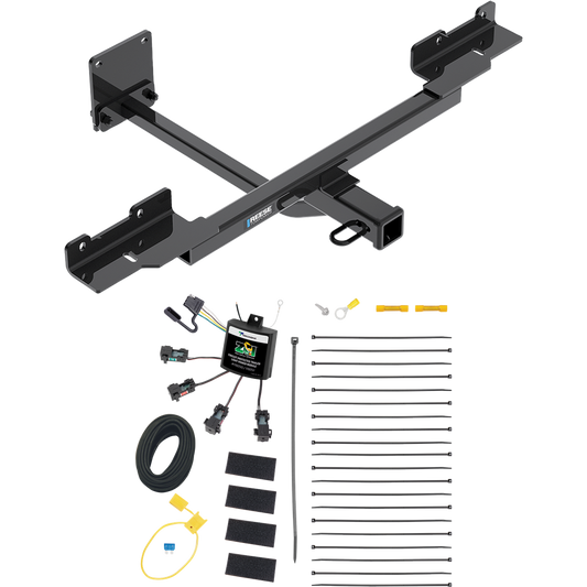 Fits 2016-2019 Mercedes-Benz GLE350 Trailer Hitch Tow PKG w/ 4-Flat Zero Contact "No Splice" Wiring Harness (Excludes: w/Active Curve System Models) By Reese Towpower