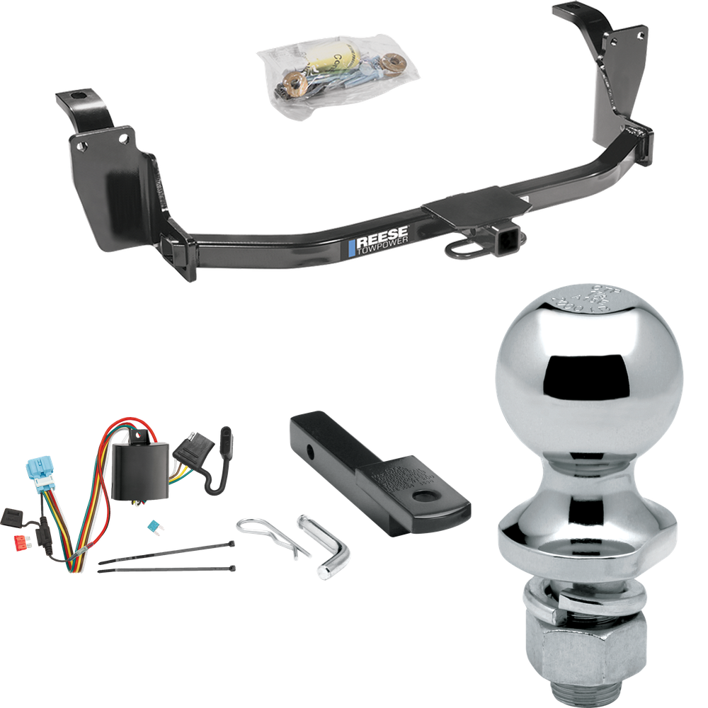 Se adapta al paquete de enganche de remolque Honda Accord Crosstour 2010-2011 con arnés de cableado plano de 4 + barra de tracción + bola de 1-7/8" de Reese Towpower