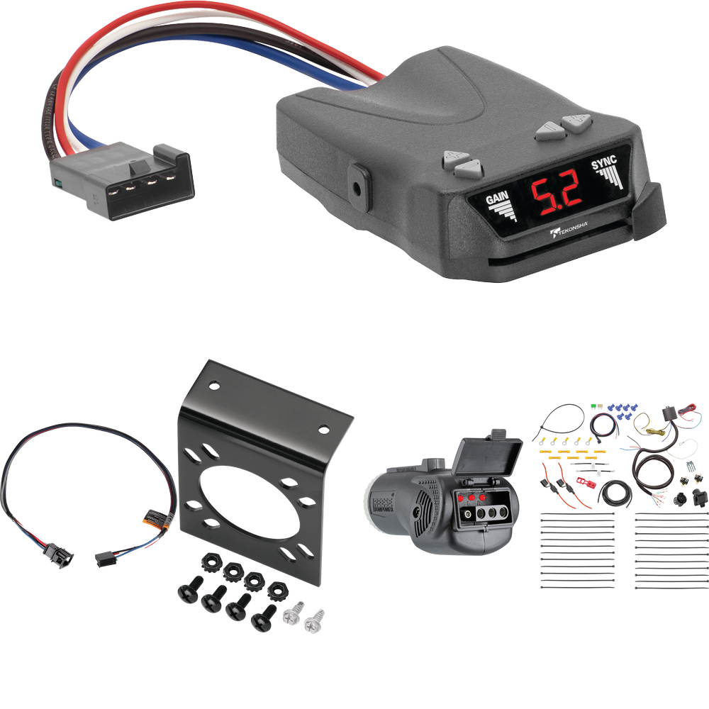 Se adapta al cableado de RV de 7 vías Porsche Cayenne 2020-2023 + control de frenos Tekonsha Brakeman IV + adaptador BC Plug &amp; Play + probador 2 en 1 y adaptador de 7 a 4 vías (para modelos Coupé) de Tekonsha