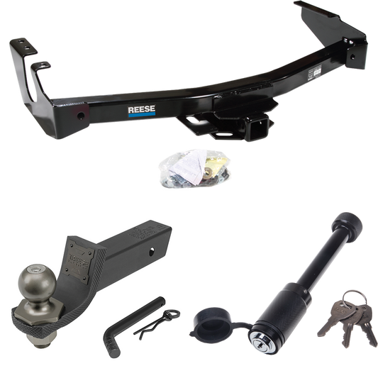 Fits 1994-1994 Dodge B150 Trailer Hitch Tow PKG + Interlock Tactical Starter Kit w/ 2" Drop & 2" Ball + Tactical Dogbone Lock (Excludes: w/Factory Step Bumper Models) By Reese Towpower