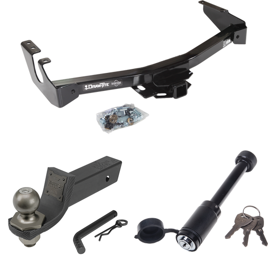 Fits 1995-1998 Dodge B3500 Trailer Hitch Tow PKG + Interlock Tactical Starter Kit w/ 2" Drop & 2" Ball + Tactical Dogbone Lock (Excludes: w/Factory Step Bumper Models) By Draw-Tite