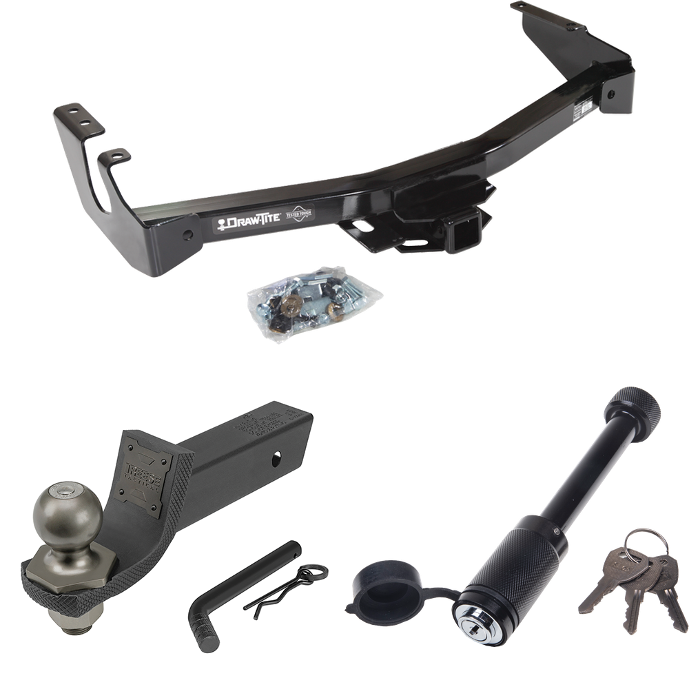 Fits 1995-1998 Dodge B3500 Trailer Hitch Tow PKG + Interlock Tactical Starter Kit w/ 2" Drop & 2" Ball + Tactical Dogbone Lock (Excludes: w/Factory Step Bumper Models) By Draw-Tite