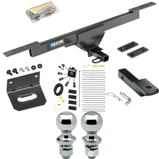 Fits 2017-2019 Volkswagen Passat Trailer Hitch Tow PKG w/ 4-Flat Zero Contact "No Splice" Wiring Harness + Draw-Bar + 1-7/8" + 2" Ball + Wiring Bracket By Reese Towpower