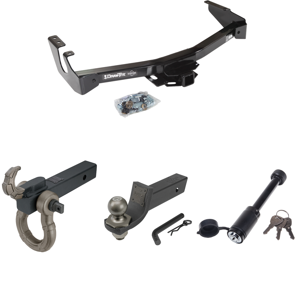 Fits 1994-1994 Dodge B250 Trailer Hitch Tow PKG + Interlock Tactical Starter Kit w/ 2" Drop & 2" Ball + Tactical Hook & Shackle Mount + Tactical Dogbone Lock (Excludes: w/Factory Step Bumper Models) By Draw-Tite