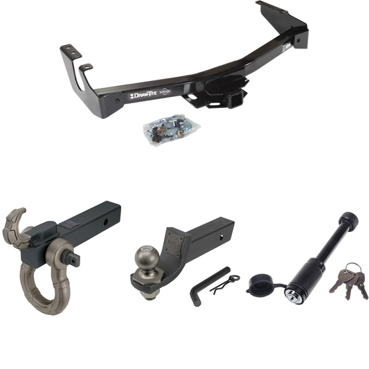 Fits 1994-1994 Dodge B250 Trailer Hitch Tow PKG + Interlock Tactical Starter Kit w/ 2" Drop & 2" Ball + Tactical Hook & Shackle Mount + Tactical Dogbone Lock (Excludes: w/Factory Step Bumper Models) By Draw-Tite