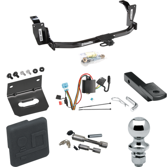 Fits 2010-2011 Honda Accord Crosstour Trailer Hitch Tow PKG w/ 4-Flat Wiring Harness + Draw-Bar + 1-7/8" Ball + Wiring Bracket + Hitch Cover + Dual Hitch & Coupler Locks By Draw-Tite